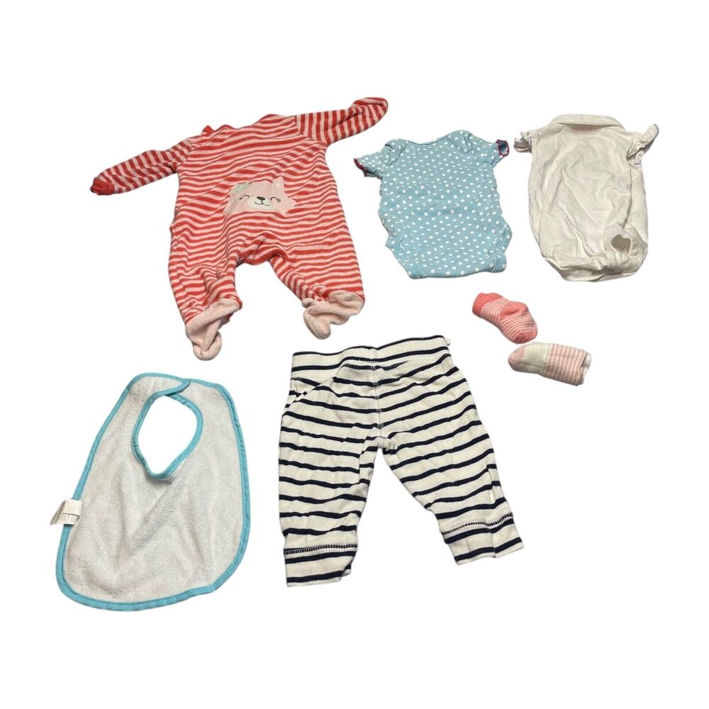 Baby Clothes Outfits Bodysuits Bib Pants 3-6 Months Multicolor Lot of 7 - Picture 2 of 6